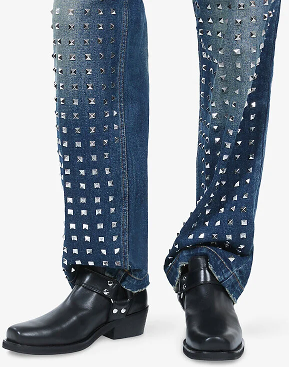Mens Black Buckle-Embellished Leather Ankle Boots Eur 44 / 10 Uk Men - Image 2