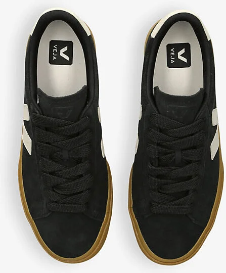 Mens Black Campo Bold Logo-Embroidered Suede Low-Top Trainers Eur 40 / 6 Uk Men - Image 2