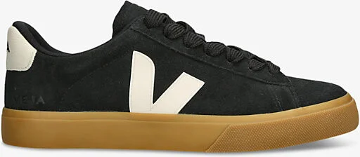 Mens Black Campo Bold Logo-Embroidered Suede Low-Top Trainers Eur 40 / 6 Uk Men