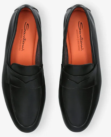 Mens Black Carlo Cashmere and Leather Penny Loafers Eur 43 / 9 Uk Men - Image 2