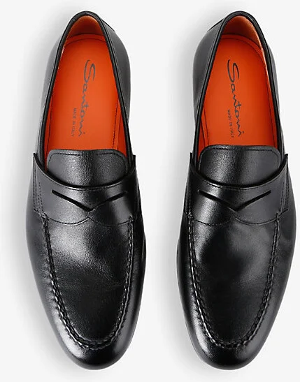 Mens Black Carlos Flex Leather Penny Loafers Eur 42 / 8 Uk Men - Image 2
