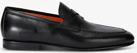 Mens Black Carlos Flex Leather Penny Loafers Eur 42 / 8 Uk Men