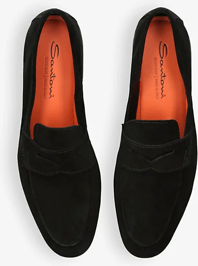 Mens Black Carlos Suede Penny Loafers Eur 43.5 / 9.5 Uk Men - Image 2