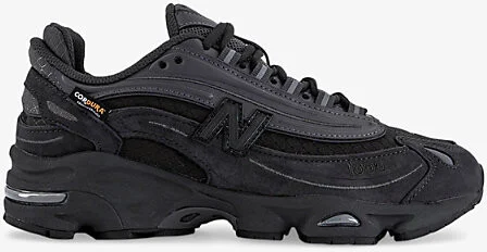 Mens Black Cement 1000 Suede and Mesh Low-Top Trainers 4.5