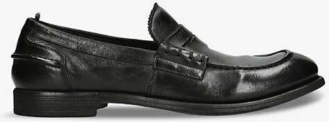 Mens Black Chronicle Leather Penny Loafers Eur 43 / 9 Uk Men
