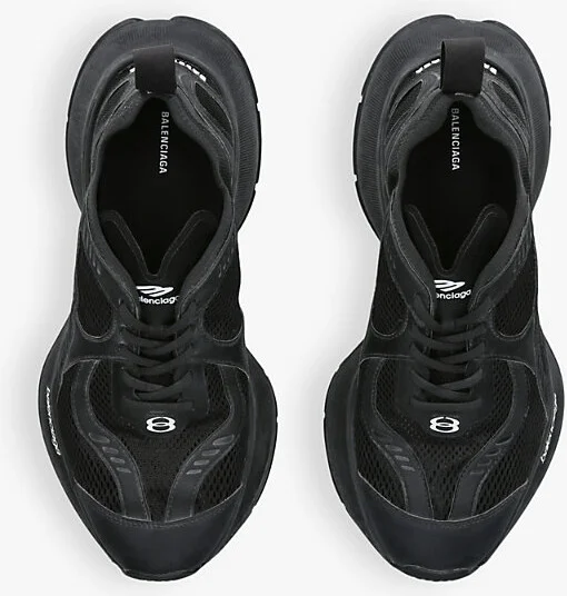 Mens Black Circuit Runner Mesh and Faux-Leather Low-Top Trainers Eur 41 / 7 Uk Men - Image 2