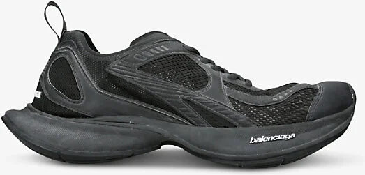 Mens Black Circuit Runner Mesh and Faux-Leather Low-Top Trainers Eur 41 / 7 Uk Men