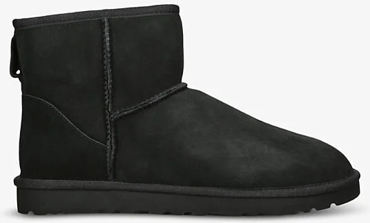 Mens Black Classic Mini Sheepskin Boots Eur 40 / 6 Uk Men