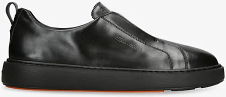 Mens Black Clean Icon Victory Leather Low-Top Trainers Eur 41.5 / 7.5 Uk Men