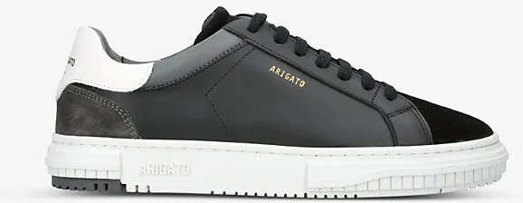 Mens Black/Comb Atlas Contrast-Panel Leather and Suede Low-Top Trainers Eur 44 / 10 Uk Men