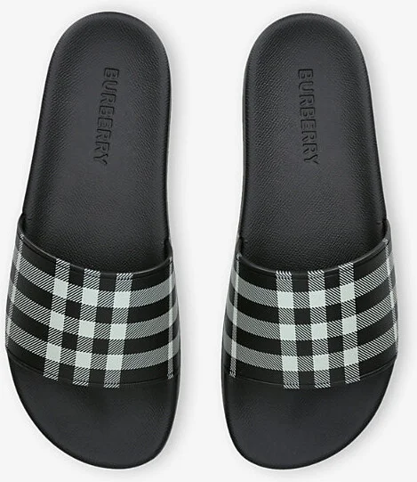 Mens Black/Comb Furley Checked Rubber Sliders Eur 41 / 7 Uk Men - Image 2