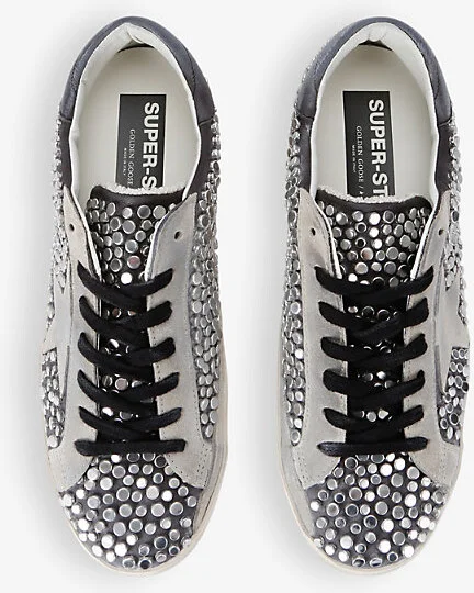 Mens Black/Comb Superstar Studded Leather Low-Top Trainers Eur 45 / 11 Uk Men - Image 2