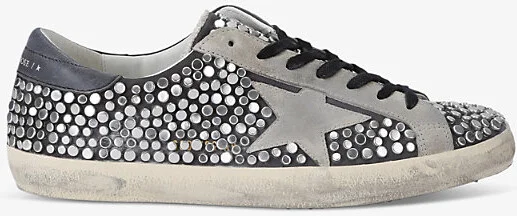 Mens Black/Comb Superstar Studded Leather Low-Top Trainers Eur 45 / 11 Uk Men