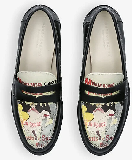 Mens Black/Comb Wilde Moulin-Print Leather Loafers Eur 43 / 9 Uk Men - Image 2