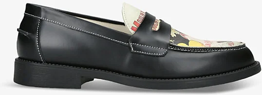 Mens Black/Comb Wilde Moulin-Print Leather Loafers Eur 43 / 9 Uk Men