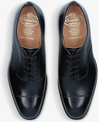 Mens Black Consul Leather Oxford Shoes 5.5 - Image 2