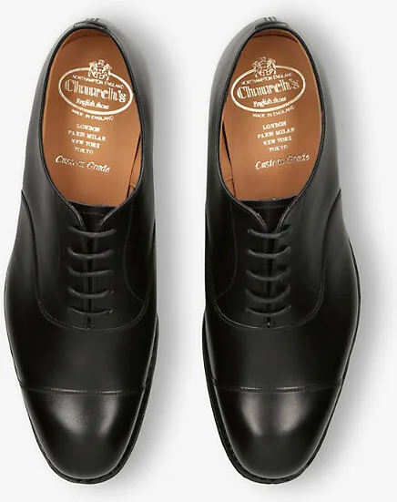 Mens Black Consul Oxford Leather Shoes Eur 41.5 / 7.5 Uk Men - Image 2