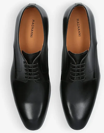 Mens Black Contemporary Leather Derby Shoes Eur 42 / 8 Uk Men - Image 2
