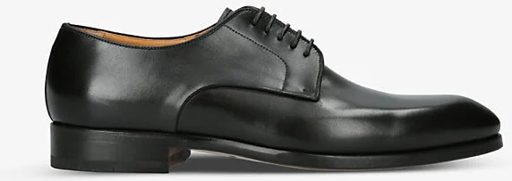 Mens Black Contemporary Leather Derby Shoes Eur 42 / 8 Uk Men
