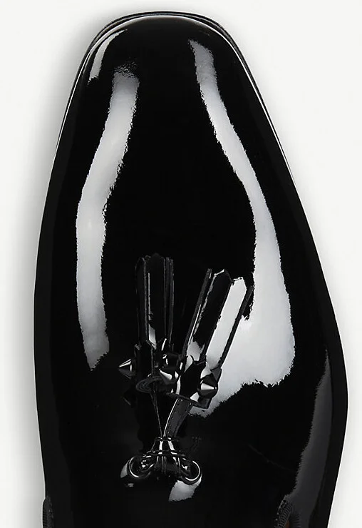 Mens Black Dandelion Tassel Patent-Leather Loafers Eur 40 / 6 Uk Men - Image 2