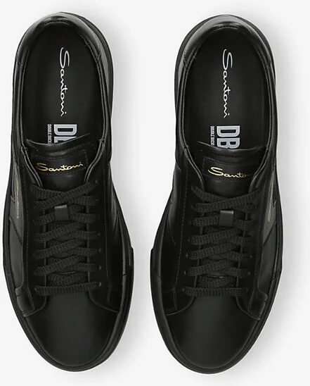 Mens Black Dbbs Leather Low-Top Trainers Eur 42.5 / 8.5 Uk Men - Image 2