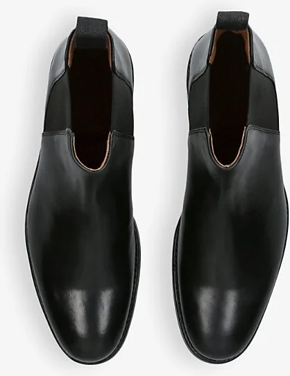Mens Black Declan Flat Leather Chelsea Boots Eur 41 / 7 Uk Men - Image 2