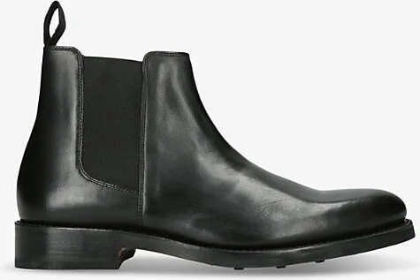 Mens Black Declan Flat Leather Chelsea Boots Eur 41 / 7 Uk Men