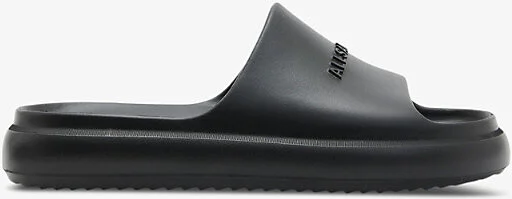 Mens Black Dune Logo-Strap Rubber Slides Eur 41 / 7 Uk Men