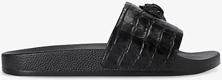 Mens Black Eagle Leather Slides Eur 43 / 9 Uk Men