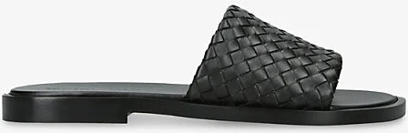 Mens Black Elio Leather Woven Slides Eur 42.5 / 8.5 Uk Men