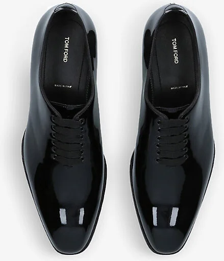 Mens Black Elkan Patent Leather Oxford Shoes Eur 41.5 / 7.5 Uk Men - Image 2