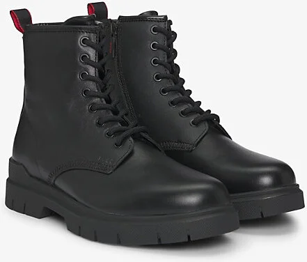 Mens Black Embossed-Logo Leather Ankle Boots Eur 46 / 12 Uk Men - Image 2