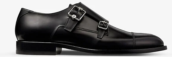 Mens Black Finnion Double-Strap Leather Monk Shoes Eur 44.5 / 10.5 Uk Men