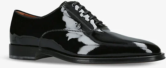 Mens Black Francesina Patent-Leather Derby Shoes Eur 42.5 / 8.5 Uk Men
