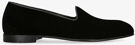 Mens Black Gala Slip-On Velvet Loafers Eur 44 / 10 Uk Men
