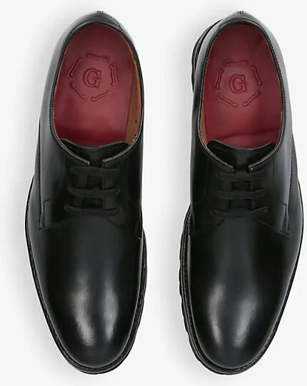 Mens Black Gardener Lace-Up Leather Derby Shoes Eur 43 / 9 Uk Men - Image 2