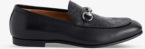 Mens Black Gg-Monogram Horsebit Leather Loafers Eur 44 / 10 Uk Men