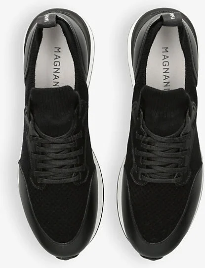 Mens Black Grafton Mixed-Material Knitted Low-Top Trainers Eur 42.5 / 8.5 Uk Men - Image 2