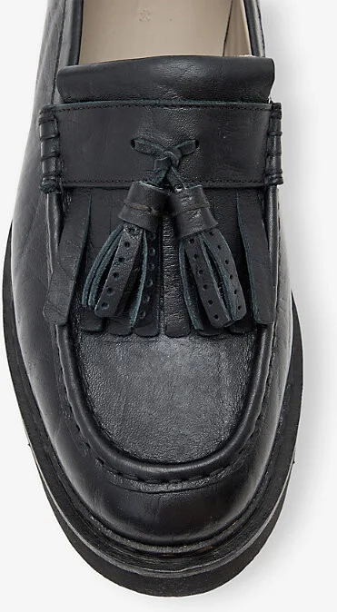Mens Black Grain Skiff Tassel Leather Loafers Eur 43 / 9 Uk Men - Image 2