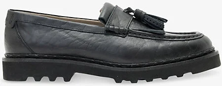 Mens Black Grain Skiff Tassel Leather Loafers Eur 43 / 9 Uk Men