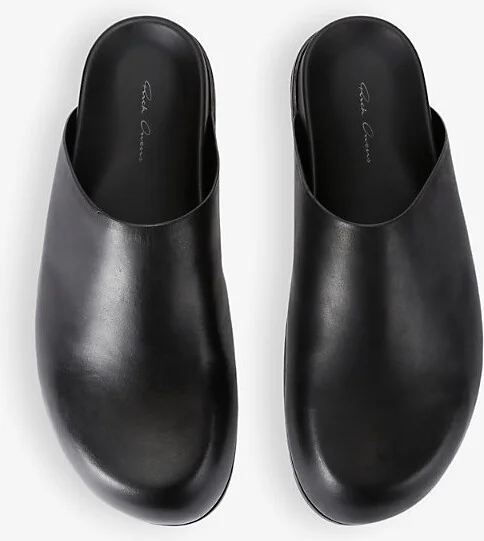 Mens Black Granola Slip-On Flat Leather Mules Eur 44 / 10 Uk Men - Image 2