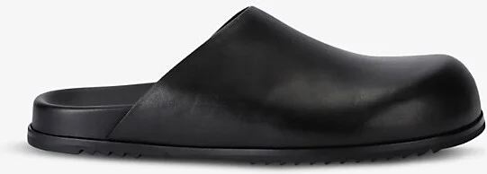 Mens Black Granola Slip-On Flat Leather Mules Eur 44 / 10 Uk Men