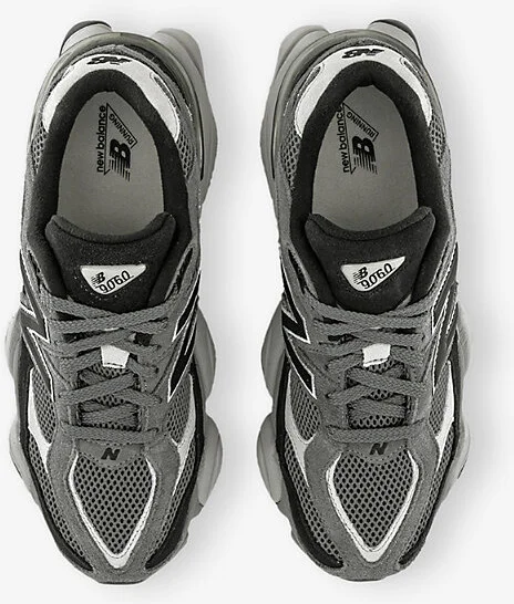 Mens Black Grey Grey 9060 Suede and Mesh Low-Top Trainers 10 - Image 2