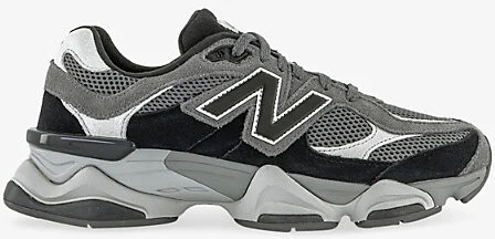 Mens Black Grey Grey 9060 Suede and Mesh Low-Top Trainers 10