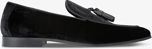 Mens Black Henry Tassel-Embellished Slip-On Suede Loafers Eur 40 / 6 Uk Men