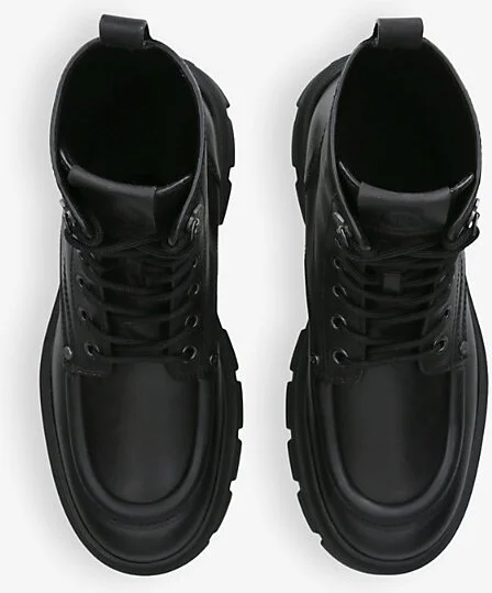 Mens Black Hevea City Debossed-Branding Leather Ankle Boots Eur 43 / 9 Uk Men - Image 2