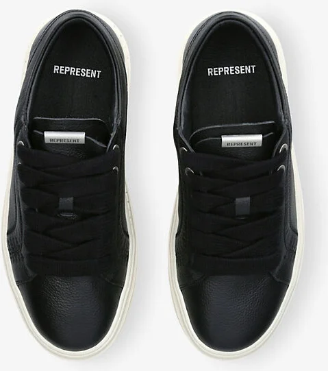 Mens Black Htn Tumble Mix Leather Low-Top Trainers Eur 40 / 6 Uk Men - Image 2