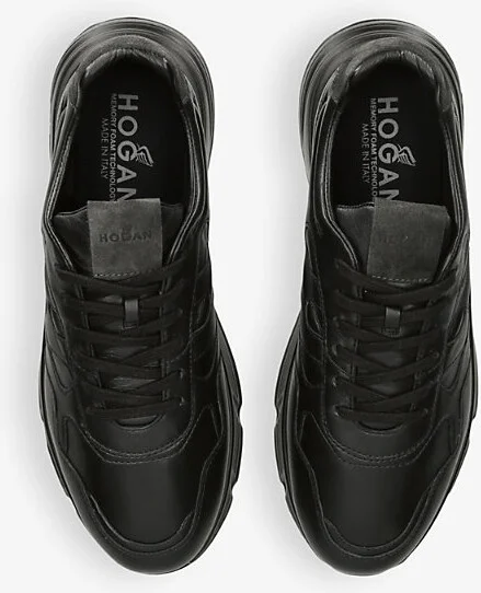 Mens Black Hyperlight Branded Leather Low-Top Trainers Eur 41.5 / 7.5 Uk Men - Image 2