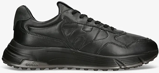 Mens Black Hyperlight Branded Leather Low-Top Trainers Eur 41.5 / 7.5 Uk Men