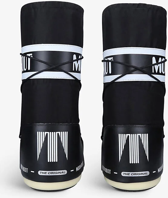 Mens Black Icon Branded Nylon Snow Boots M - Image 2